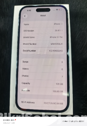 Iphone 14 pro 128gb purple italy